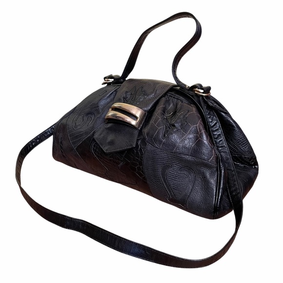 Vtg Sharif Reptile Leather Convertible Doctor Bag - Picture 3 of 12